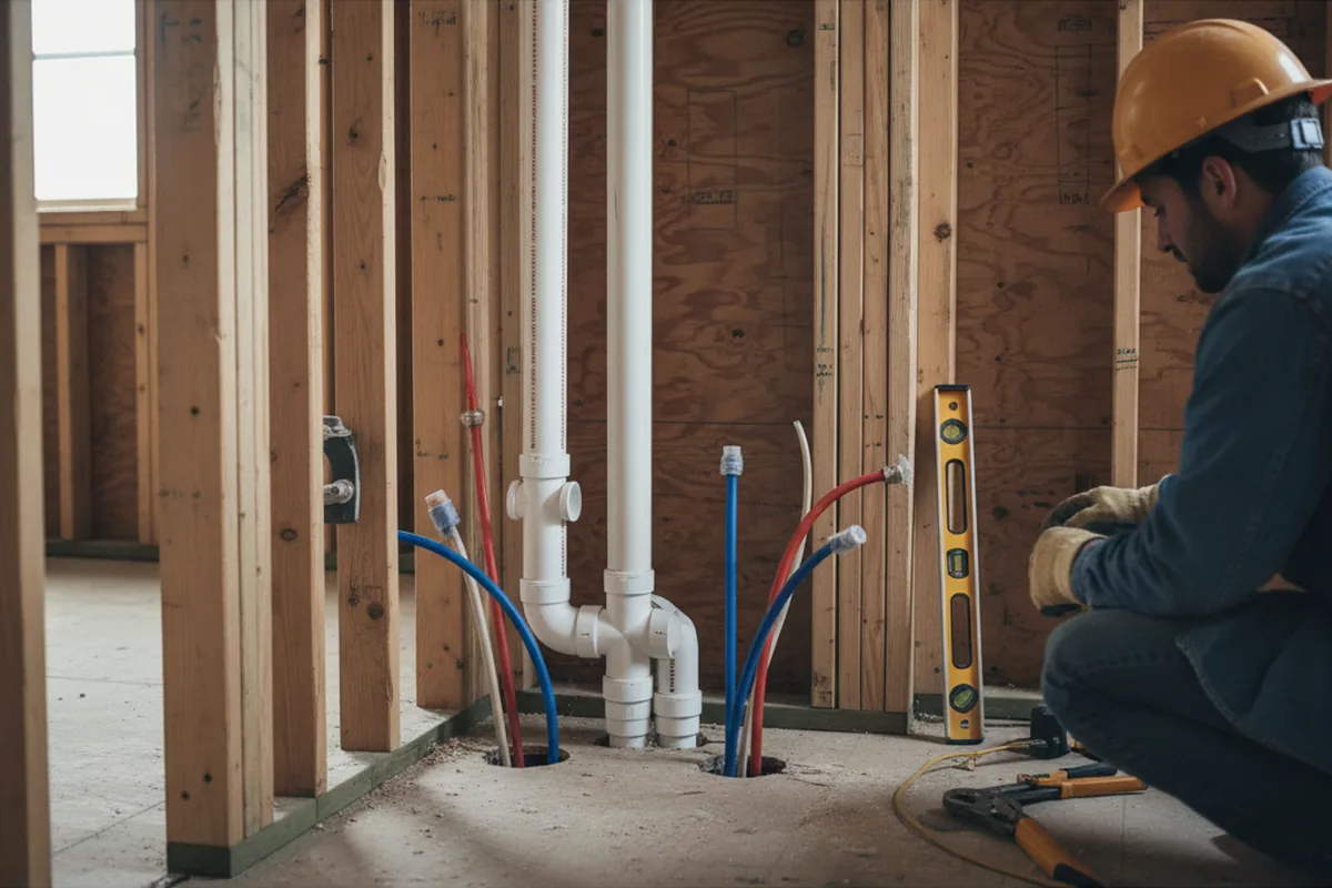 Drain and supply rough-in during Drain Cleaning in Suffern