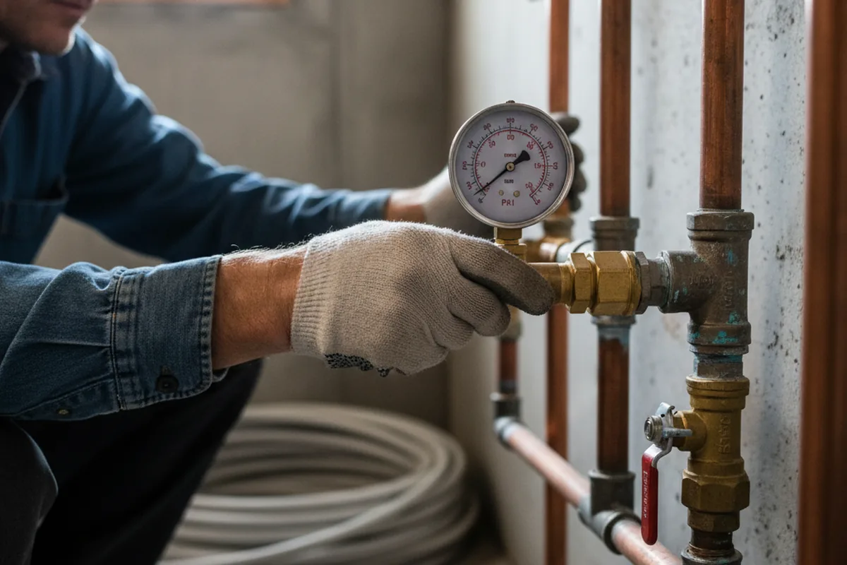 Pressure testing a repaired line during Water Line Repair in Suffern